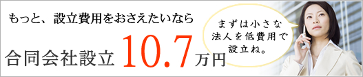 合同会社設立10.4万円